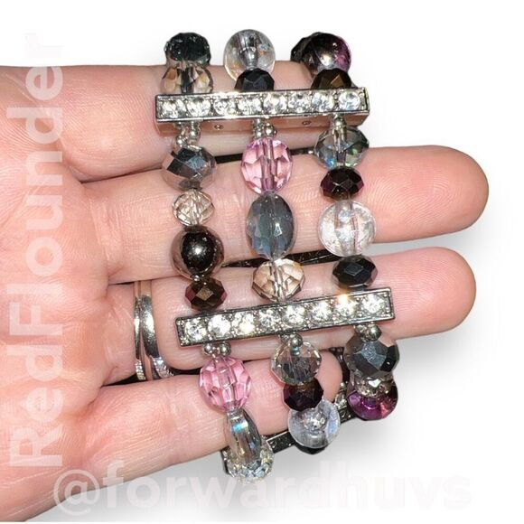Bundle Sale 3 for $15 | Beaded Stretch Bracelet with Rhinestone Dividers - Picture 5 of 8